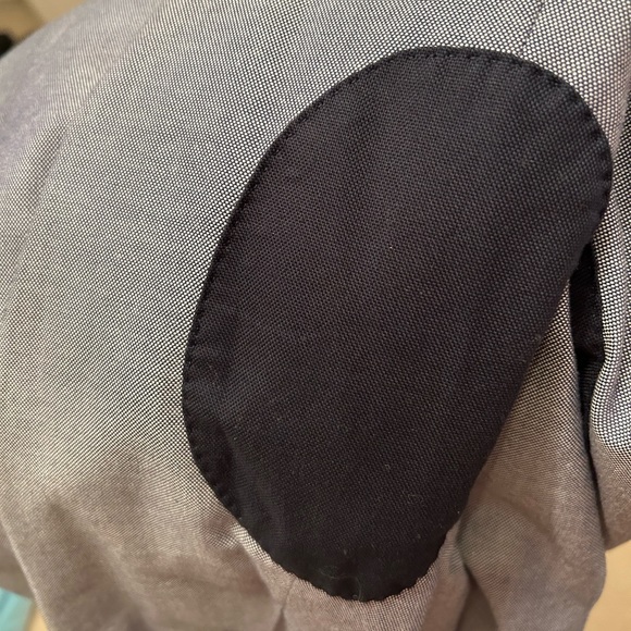 H&M Blue Sports Coat Blazer with Navy Blue Elbow Patches Size 42R - Picture 2 of 5